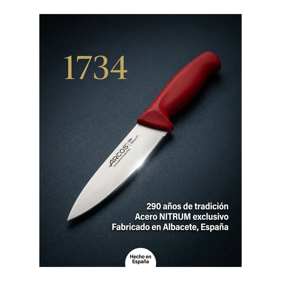Set De Cuchillos Mondadores Cocina Arcos Premium Rojo + Grabado Personalizado