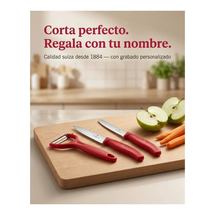 Set De Cuchillos Mondadores + Pelador Victorinox Premium 6.7111.31 + Grabado Personalizado