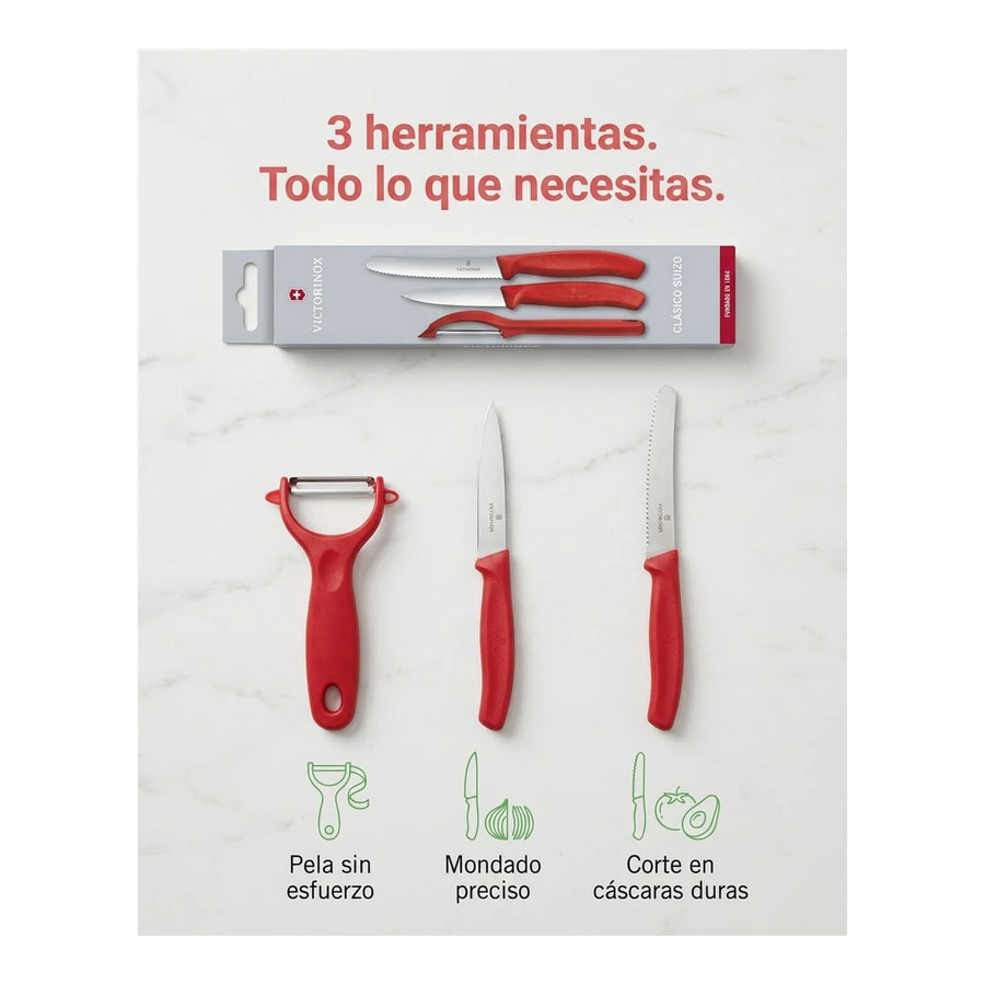 Set De Cuchillos Mondadores + Pelador Victorinox Premium 6.7111.31 + Grabado Personalizado