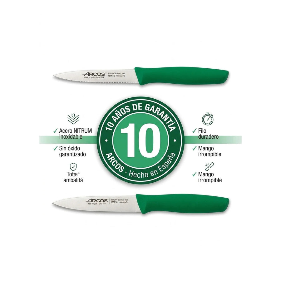 Set De Cuchillos Mondadores Cocina Arcos Premium Verde + Grabado Personalizado