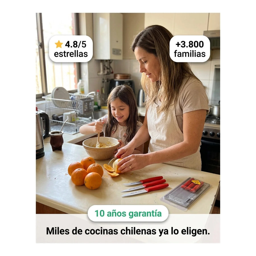 Set De Cuchillos Mondadores Cocina Arcos Premium Rojo + Grabado Personalizado