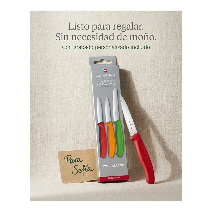 Set De Cuchillos Mondadores 3 Piezas Victorinox 6.7116.32 + Grabado Personalizado