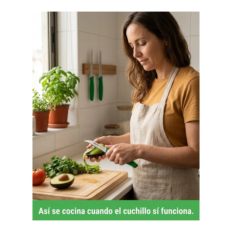 Set De Cuchillos Mondadores Cocina Arcos Premium Verde + Grabado Personalizado