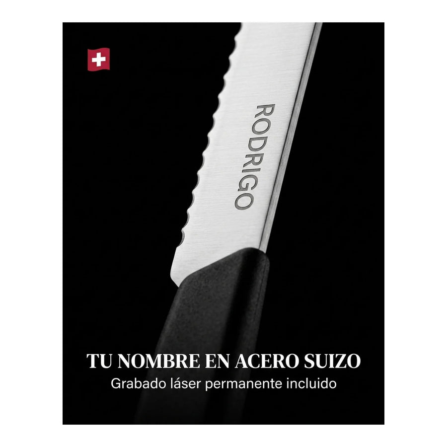 Set De Cuchillos Para Carne Victorinox Negro 6.9003.12wb + Grabado Personalizado
