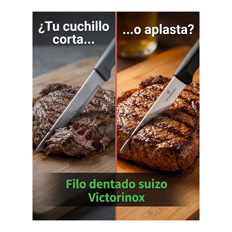 Set De Cuchillos Para Carne Victorinox Negro 6.9003.11wb + Grabado Personalizado