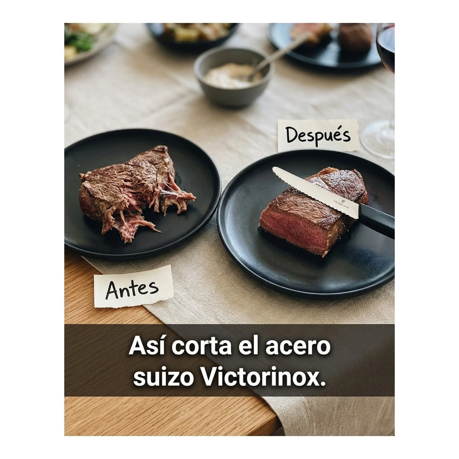 Set De Cuchillos Para Carne Victorinox Negro 6.9003.11wb + Grabado Personalizado