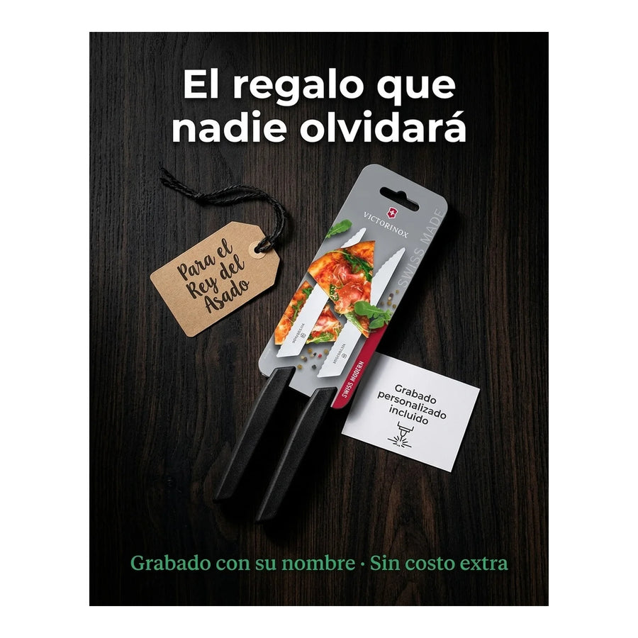 Set De Cuchillos Para Carne Victorinox Negro 6.9003.12wb + Grabado Personalizado