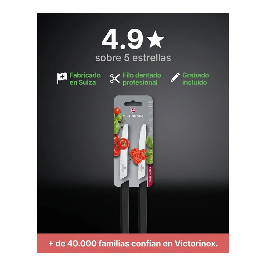 Set De Cuchillos Para Carne Victorinox Negro 6.9003.11wb + Grabado Personalizado