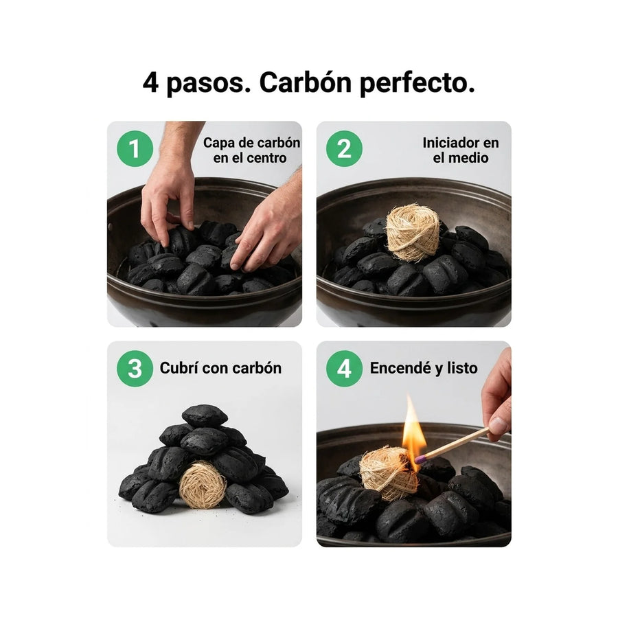 Set Iniciador De Fuego + Fosforos X L Parrilla Carbon Leña