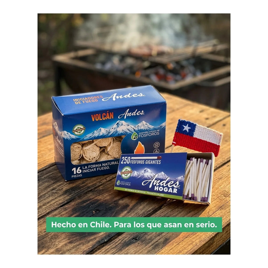 Set Iniciador De Fuego + Fosforos X L Parrilla Carbon Leña