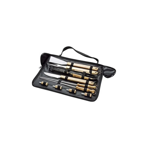 Set Parrillero 10 Pzs Bbq Asado Bolso Negro + Grabado Personalizado