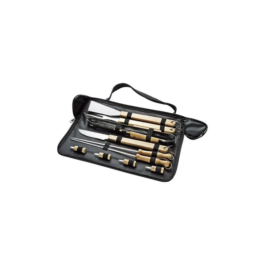 Set Parrillero 10 Pzs Bbq Asado Bolso Negro + Grabado Personalizado