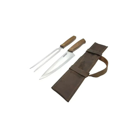 Set Parrillero Cuchillo Pincho Con Funda De Cuero Premium Maleta-sin + Grabado Personalizado