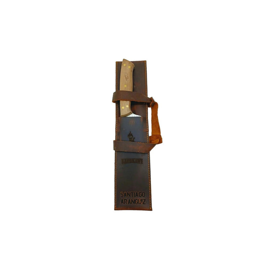 Estuche de cuero del set parrillero Kangkawe con grabado láser colgado