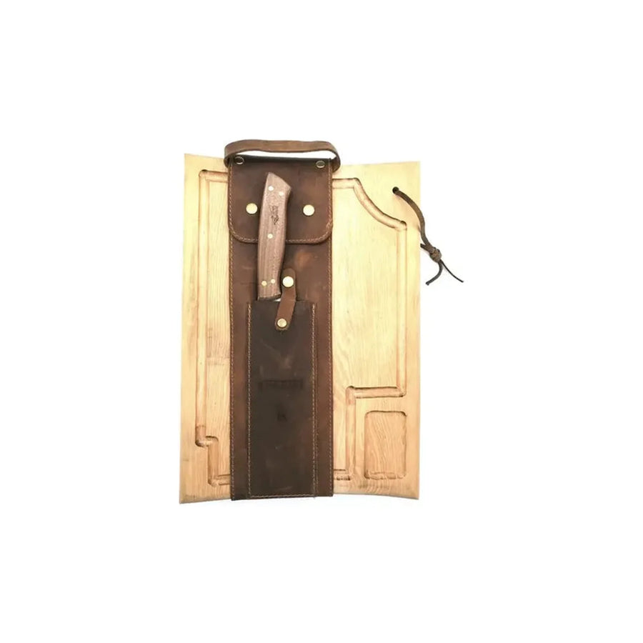 Set parrillero Kangkawe tabla y cuchillo completo con todas sus piezas