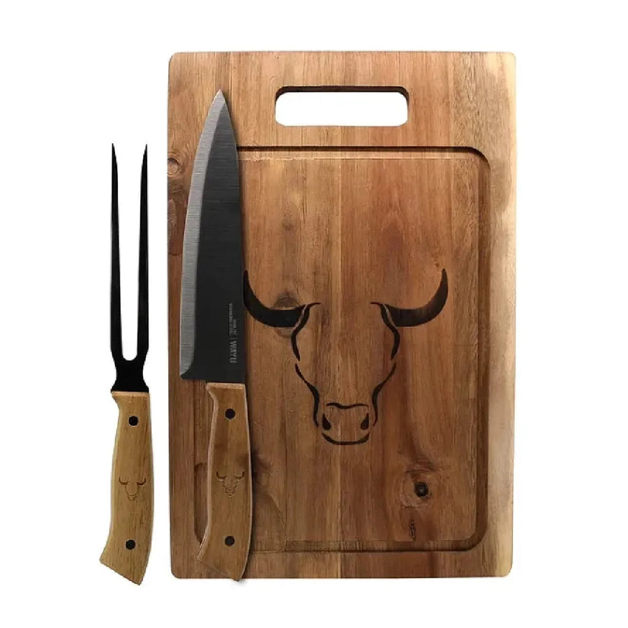 Set Parrillero Tabla + Cuchillo Y Pincho Wayu (foto 2)