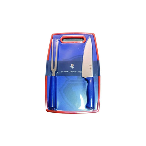 Set Parrillero Tabla + Cuchillo Y Pincho U De Chile + Grabado Personalizado