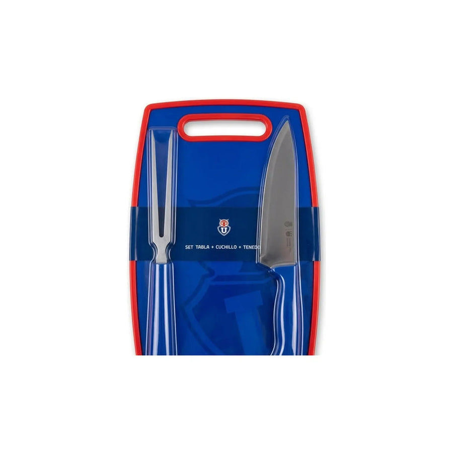 Set Parrillero Tabla + Cuchillo Y Pincho U De Chile + Grabado Personalizado