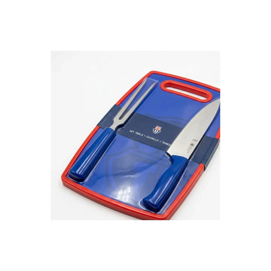 Set Parrillero Tabla + Cuchillo Y Pincho U De Chile + Grabado Personalizado