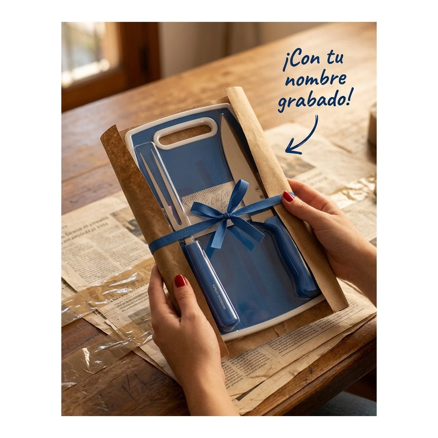 Set Parrillero Tabla + Cuchillo Y Pincho U Católica Uc Asado + Grabado Personalizado
