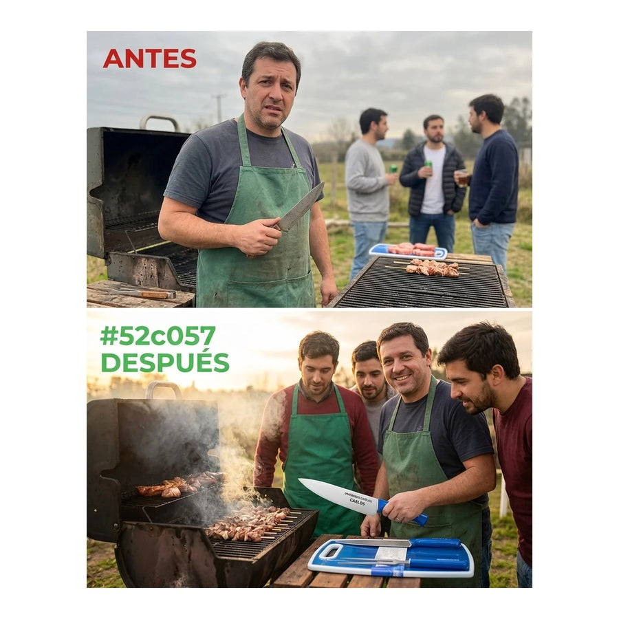 Set Parrillero Tabla + Cuchillo Y Pincho U Católica Uc Asado + Grabado Personalizado