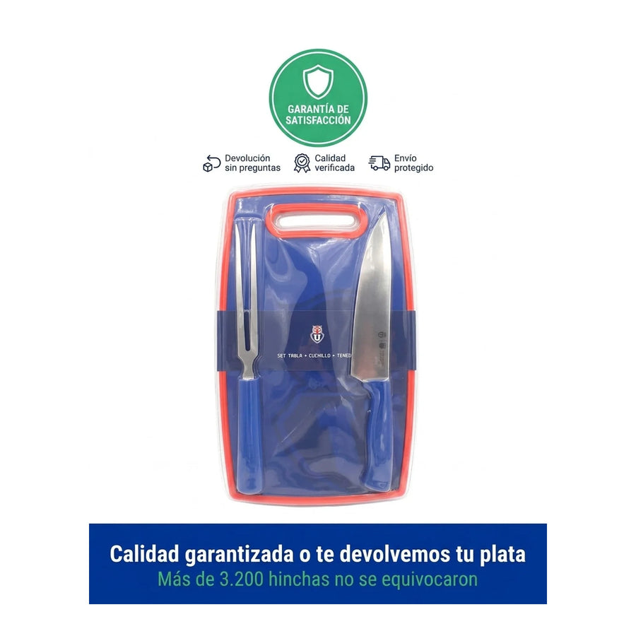 Set Parrillero Tabla + Cuchillo Y Pincho U De Chile + Grabado Personalizado
