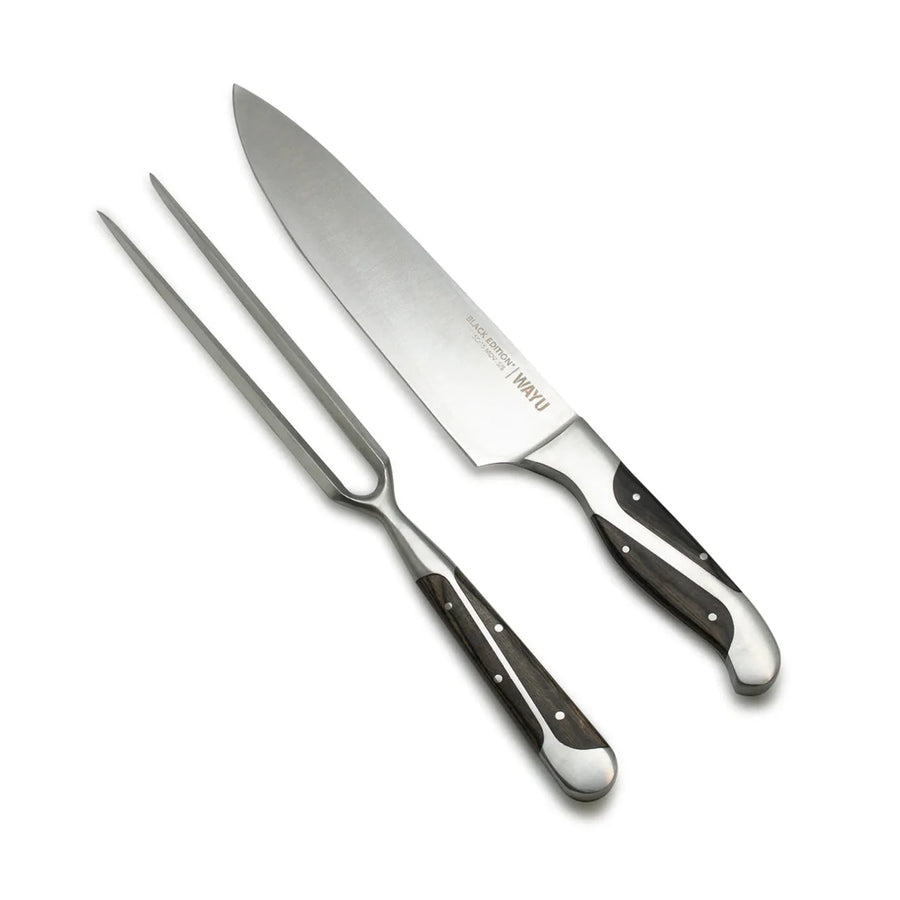 Set Parrillero Wayu Black Edition Cuchillo + Pincho + Grabado Láser