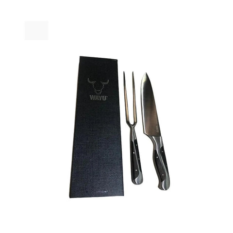 Set Parrillero Wayu Black Edition Cuchillo + Pincho + Grabado Láser