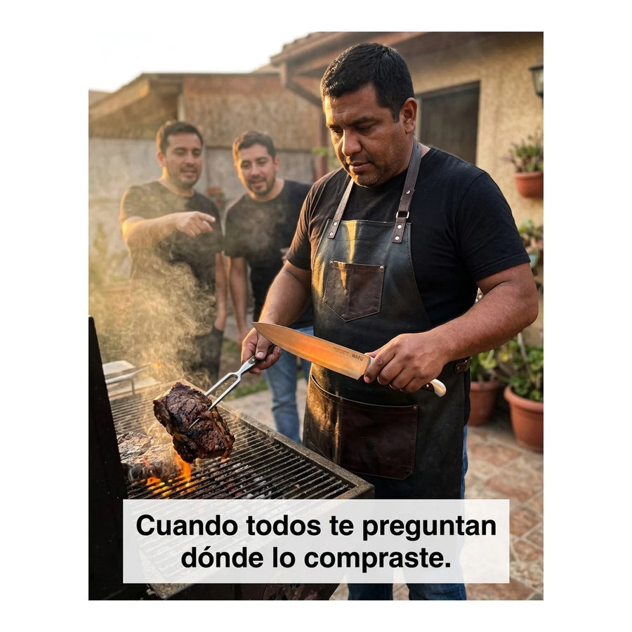 Set Parrillero Wayu Black Edition Cuchillo + Pincho + Grabado Personalizado