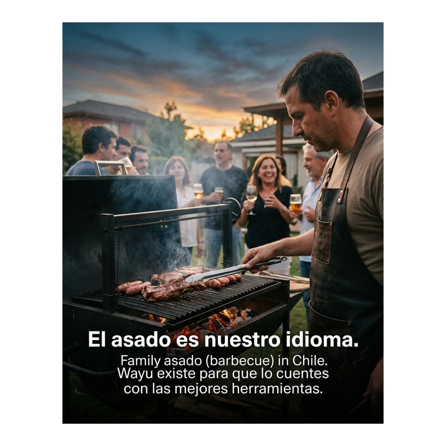 Set Parrillero Wayu Black Edition Cuchillo + Pincho + Grabado Personalizado