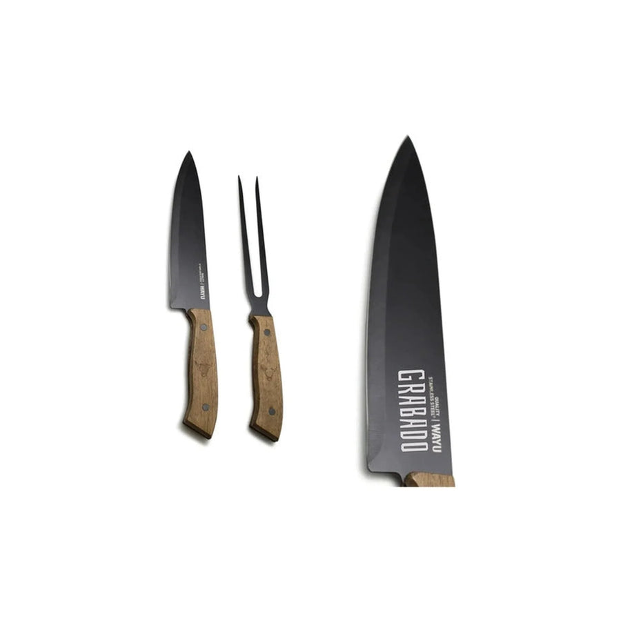 Set Parrillero Wayu Cuchillo Tenedor + Grabado Personalizado