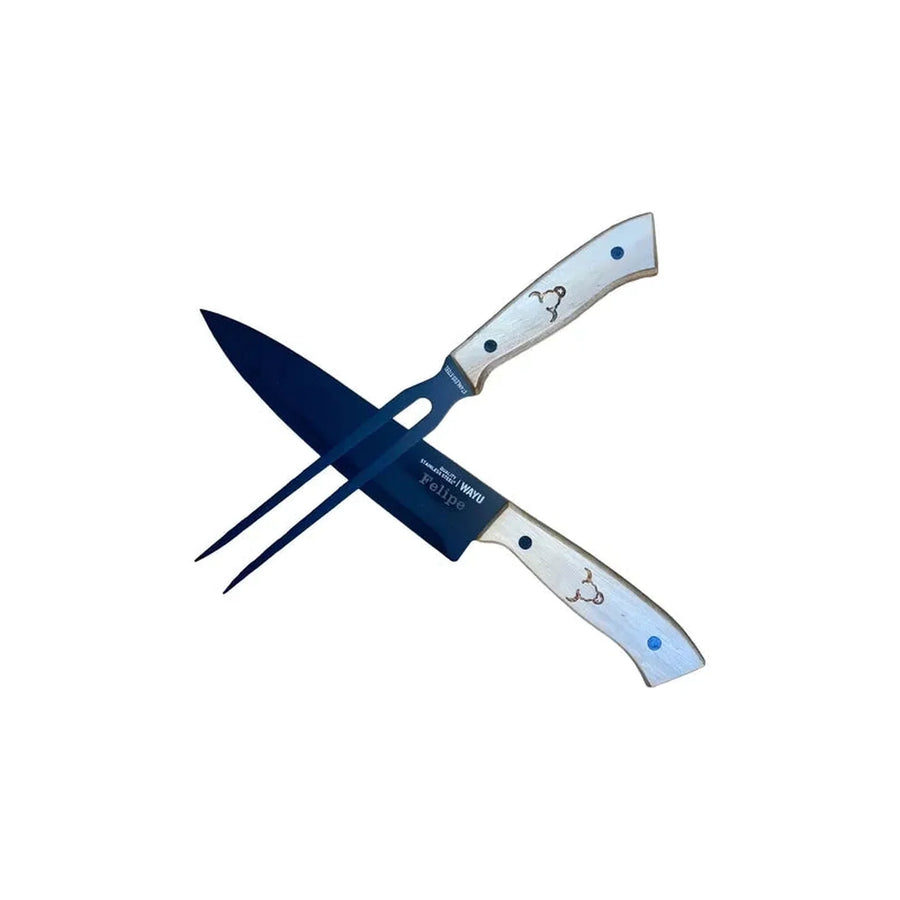 Set Parrillero Wayu Cuchillo Tenedor + Grabado Personalizado