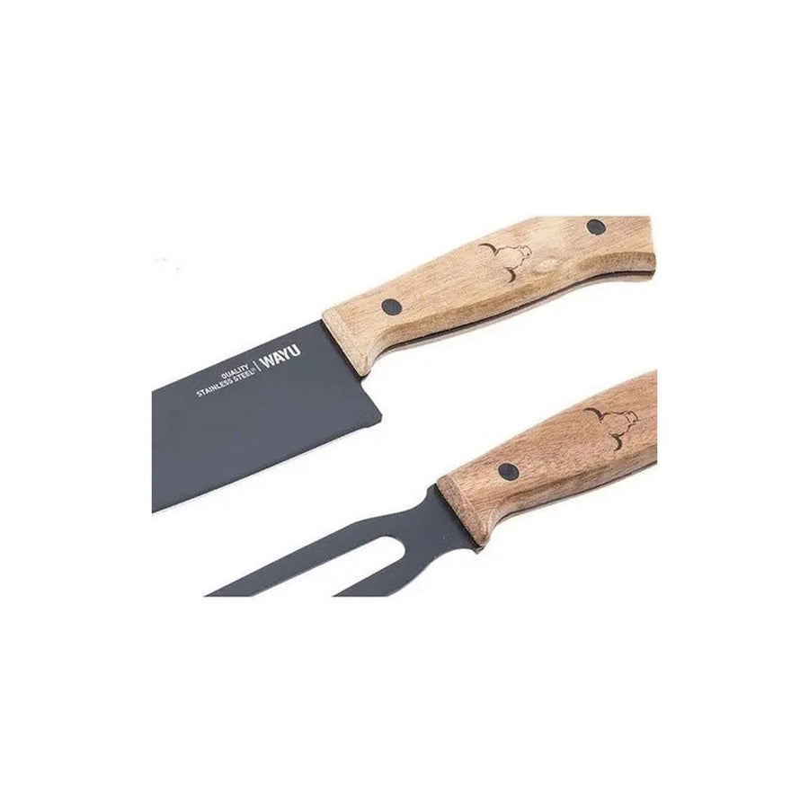 Set Parrillero Wayu Cuchillo Tenedor + Grabado Personalizado