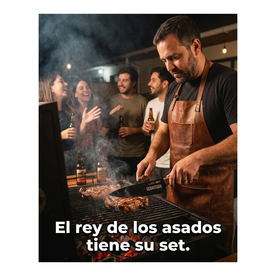 Set Parrillero Wayu Cuchillo Tenedor + Grabado Personalizado