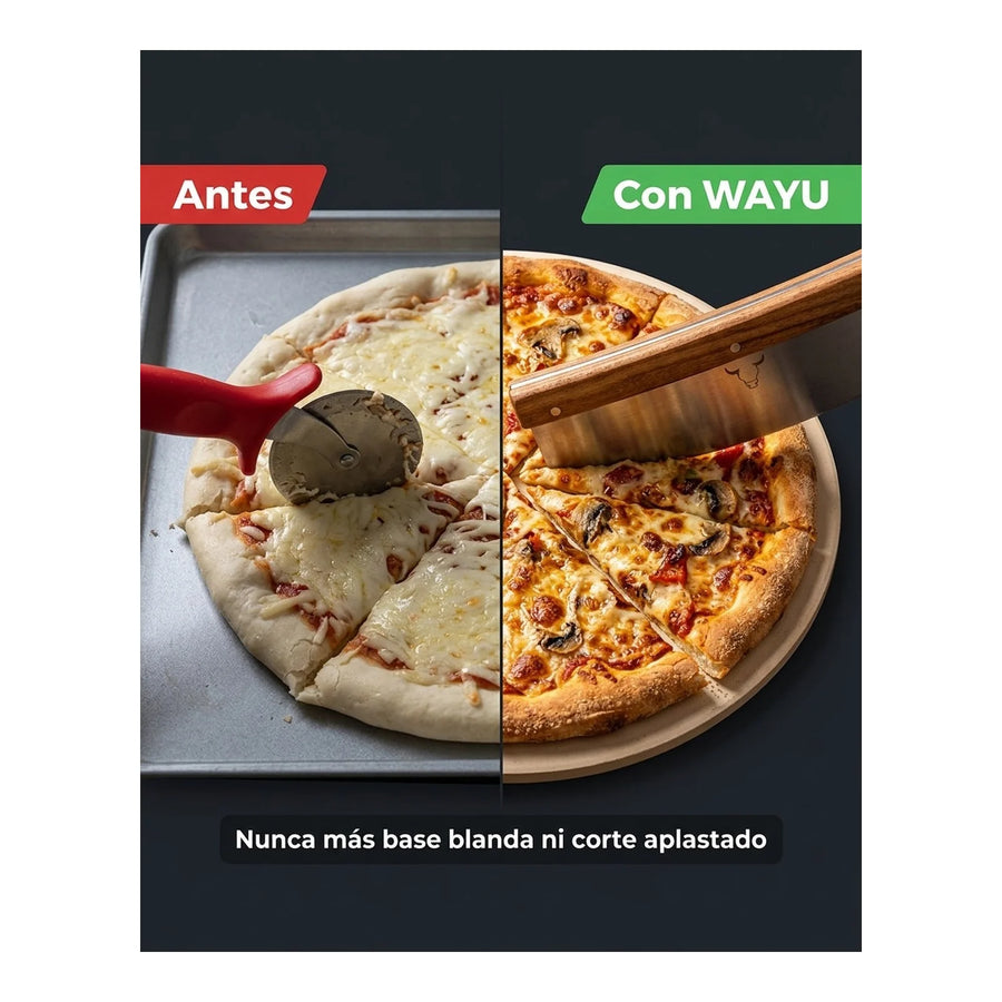 Set Piedra Pizza + Cortador De Pizza Wayu Horno Cocina Bbq