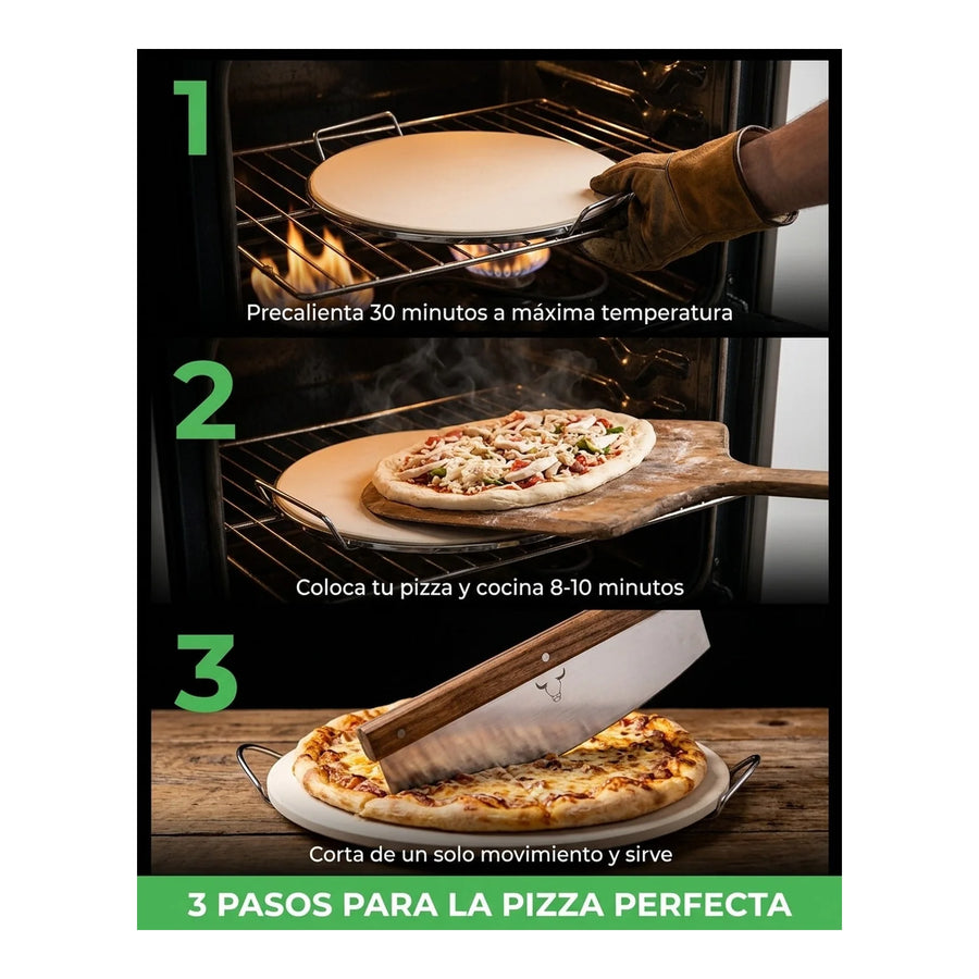 Set Piedra Pizza + Cortador De Pizza Wayu Horno Cocina Bbq