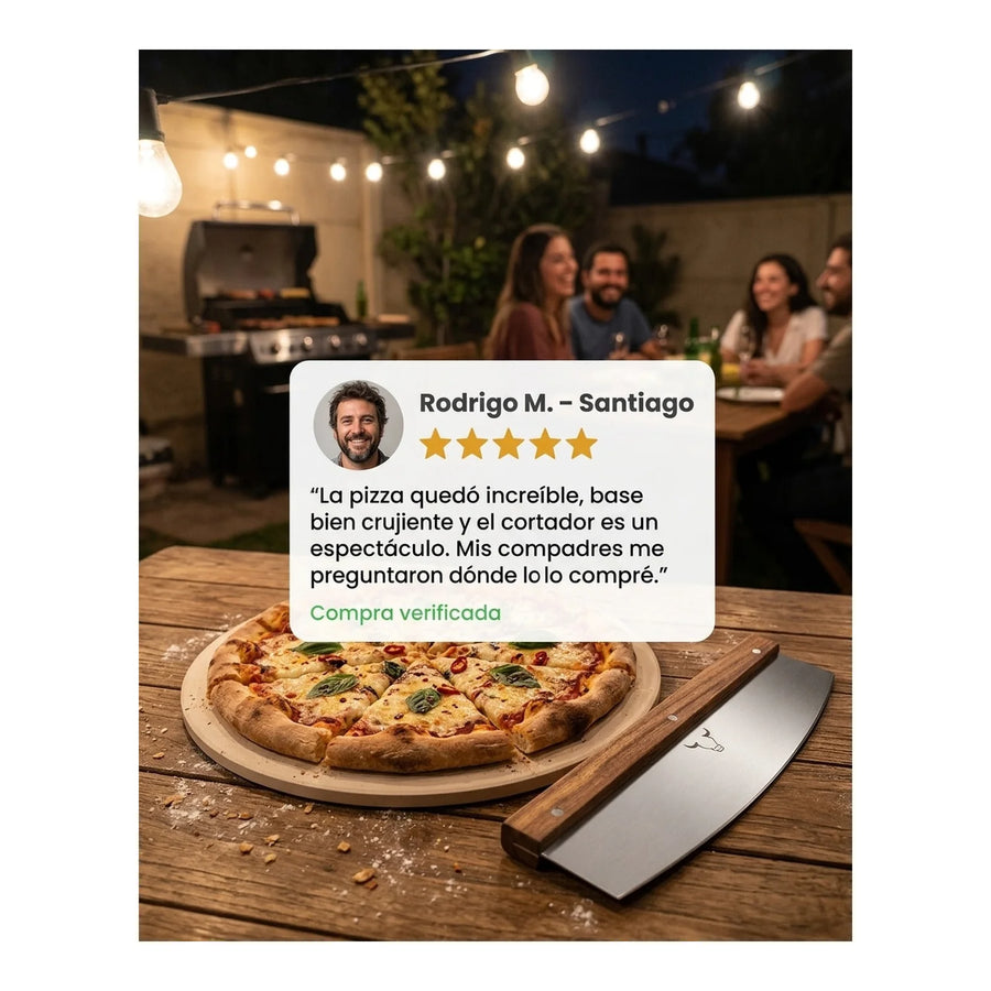 Set Piedra Pizza + Cortador De Pizza Wayu Horno Cocina Bbq