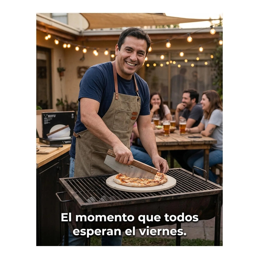 Set Piedra Pizza + Cortador De Pizza Wayu Horno Cocina Bbq