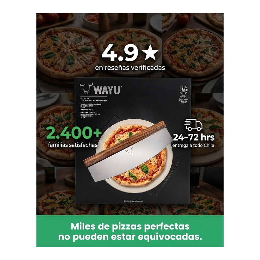 Set Piedra Pizza + Cortador De Pizza Wayu Horno Cocina Bbq