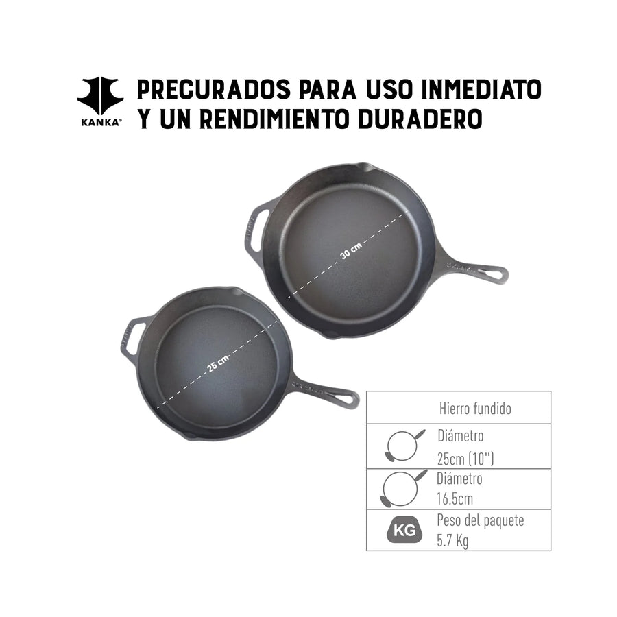 Set Sartenes Hierro Fundido Kanka 25-30cm Sartén Iron Cast