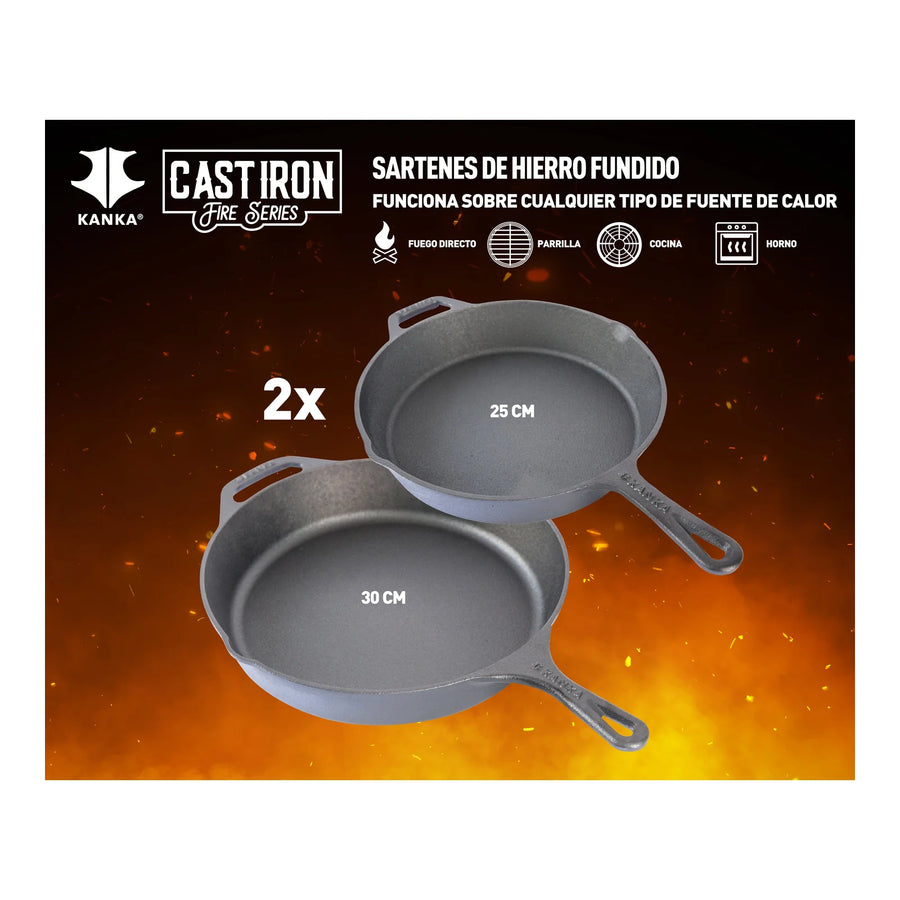 Set Sartenes Hierro Fundido Kanka 25-30cm Sartén Iron Cast