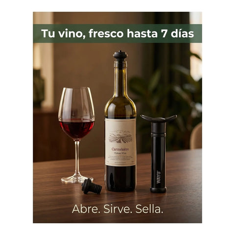 Set Sellador Bomba Vacio Vino Extractor Aire Wayu Premium