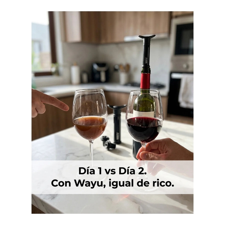 Set Sellador Bomba Vacio Vino Extractor Aire Wayu Premium