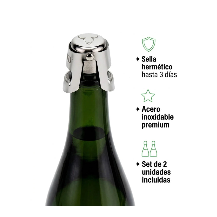 Set Sellador Tapon Espumante Champaña Wayu Tragos Premium