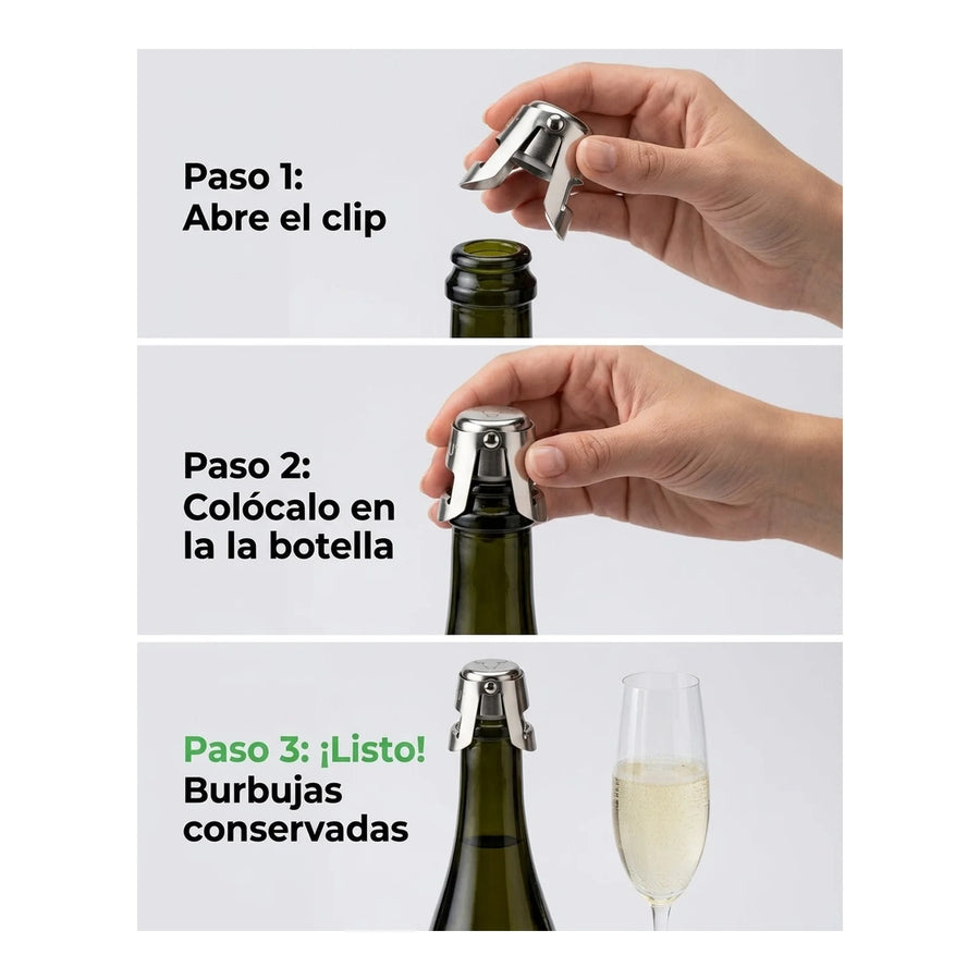 Set Sellador Tapon Espumante Champaña Wayu Tragos Premium