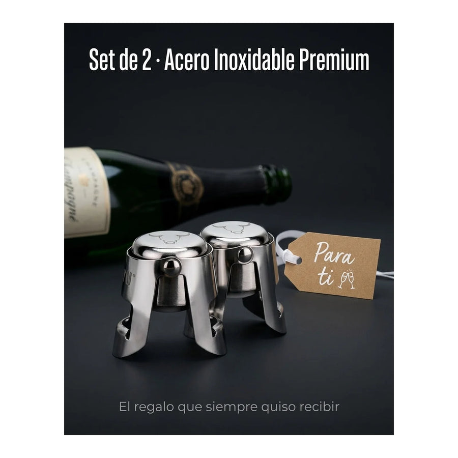 Set Sellador Tapon Espumante Champaña Wayu Tragos Premium