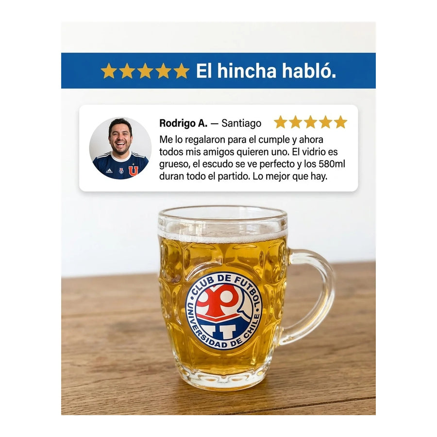 Shopero Vidrio U De Chile Uch 580ml Beer Mug Cervecero Bar