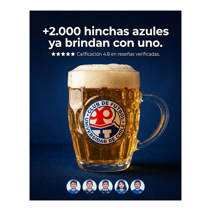 Shopero Vidrio U De Chile Uch 580ml Beer Mug Cervecero Bar