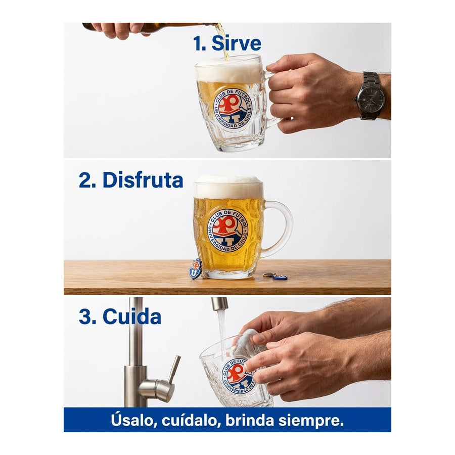 Shopero Vidrio U De Chile Uch 580ml Beer Mug Cervecero Bar