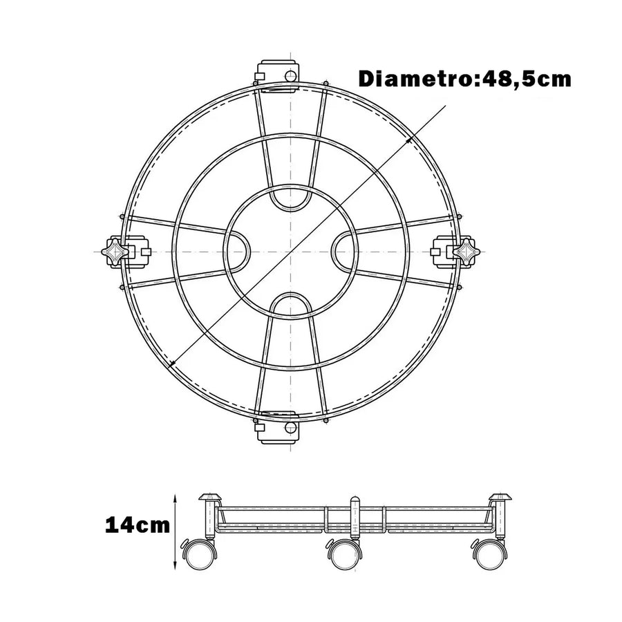 Soporte con Ruedas para Estufa Redonda 48cm